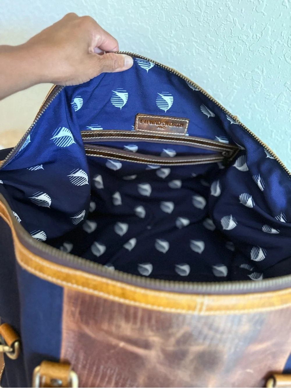 F.H Wadsworth Nylon/leather Weekender Bag